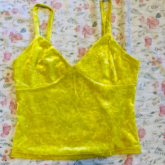 Forever 21 Tops - Yellow velvet size S spaghetti strap